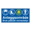 Skilt anleggsområde påb vern 60x40cm 1 mm pvc med refleks