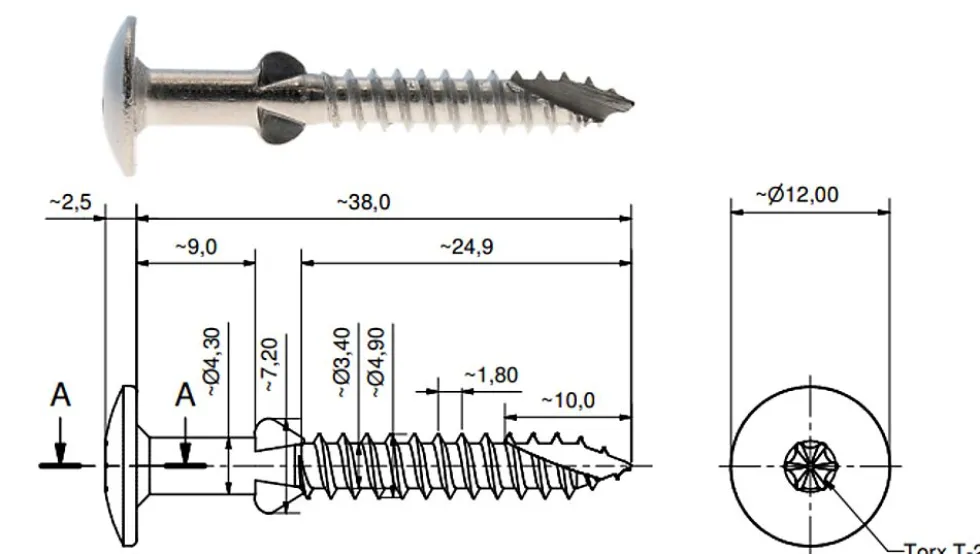 Skrue SCR-WW 4,9x38 mm 2-pk