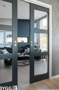 Skyvedør Stil 3 med frostet glass hvit 80x210 cm