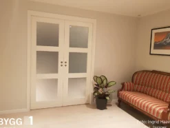 Skyvedør Stil 3 med frostet glass hvit 80x210 cm
