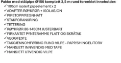 Stålpipe rund for torv/shingel/papp Ø150 3,5 meter