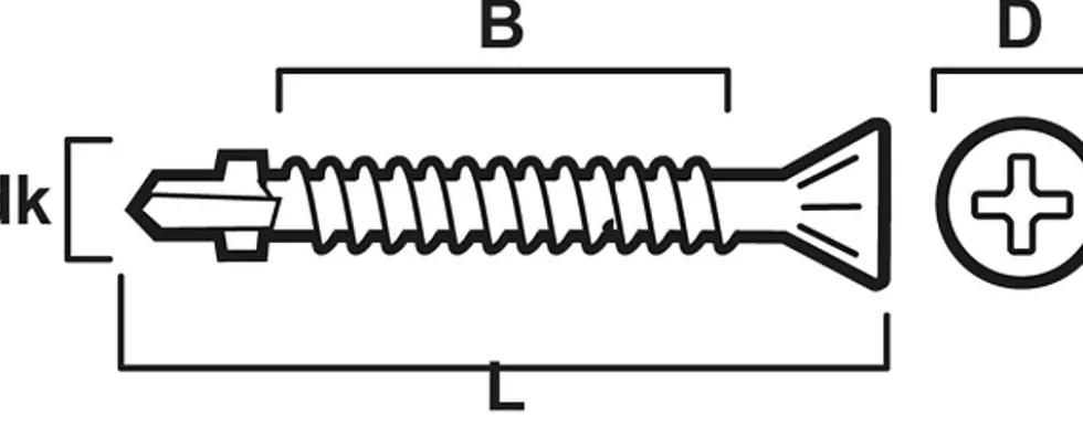 Vingeskrue borspiss Ph 6,3x70 mm 150 stk