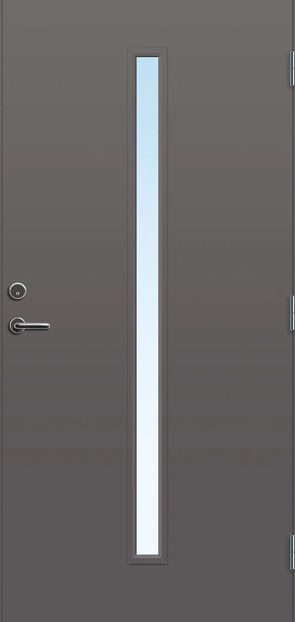 Ytterdør Hovdeby kompakt 100x210 cm frostet glass svart høyre